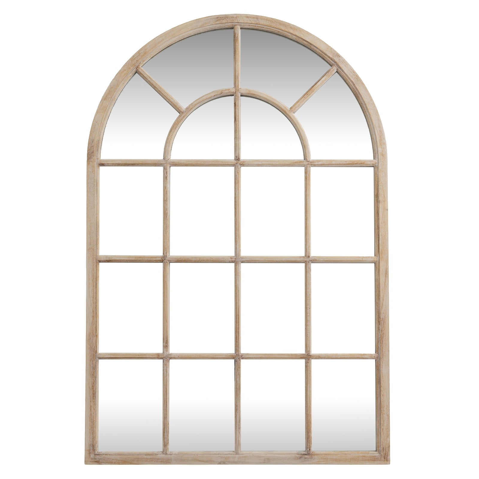 Washed Wood Arched Window Mirror - high quality decorative mirror