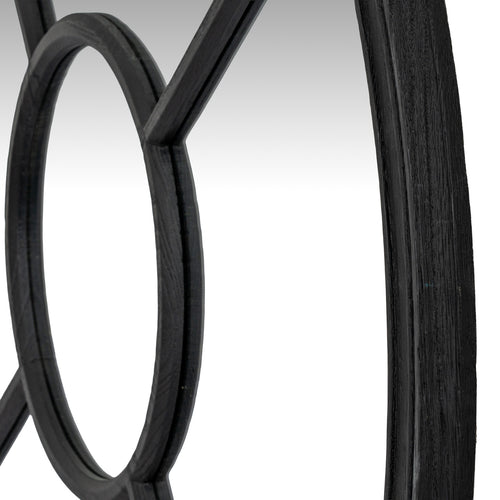 Black Wood Round Window Mirror 100cm Black