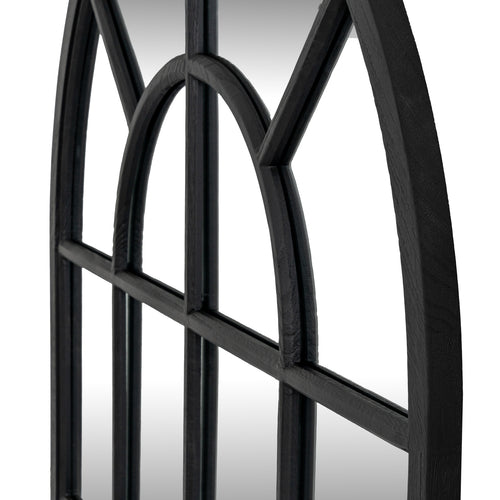 Black Wood Arched Window Mirror 135cm