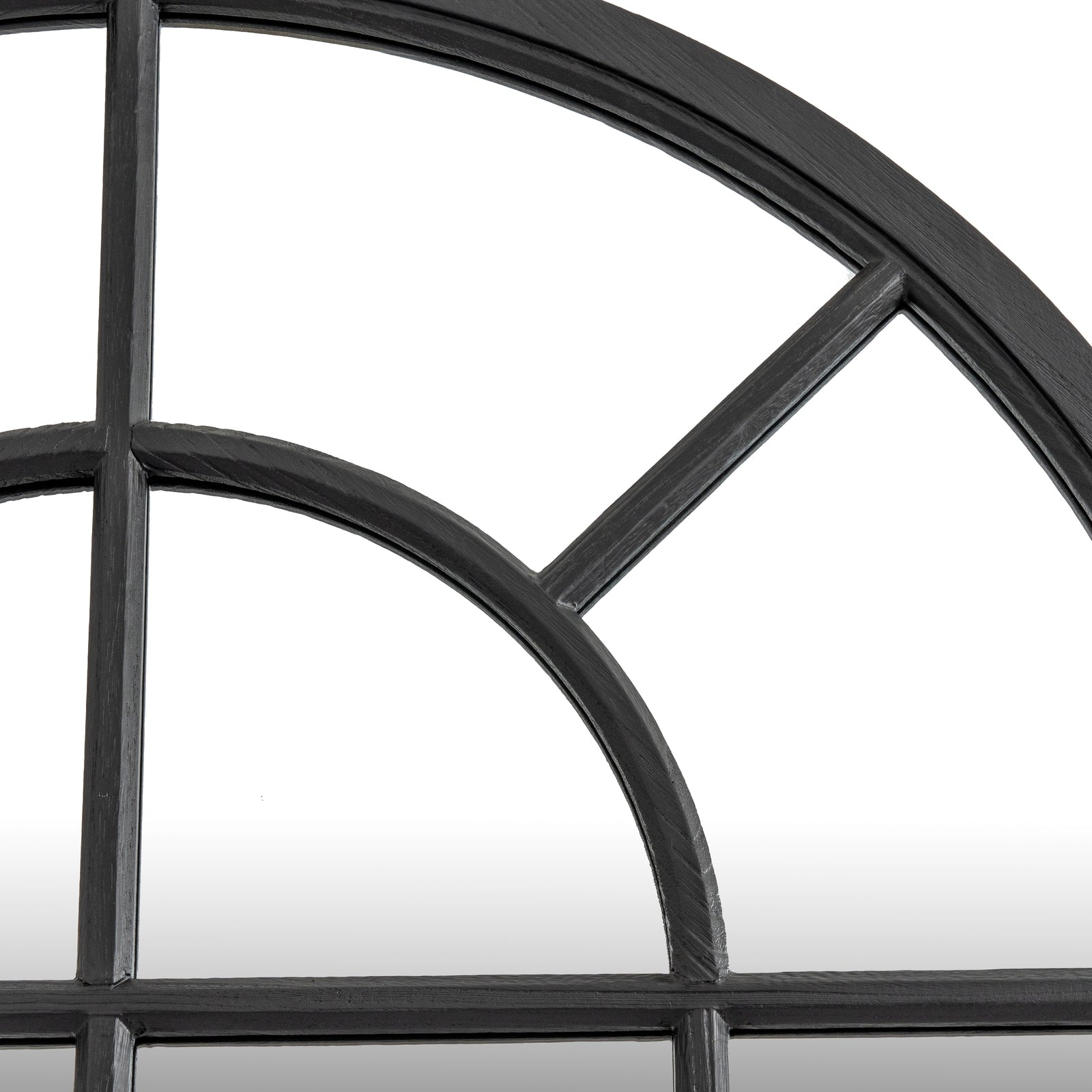 Black Wood Arched Window Mirror 135cm