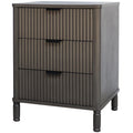Reed Brown Wood 3 Drawer Bedside Table | Textured Bedside Chest