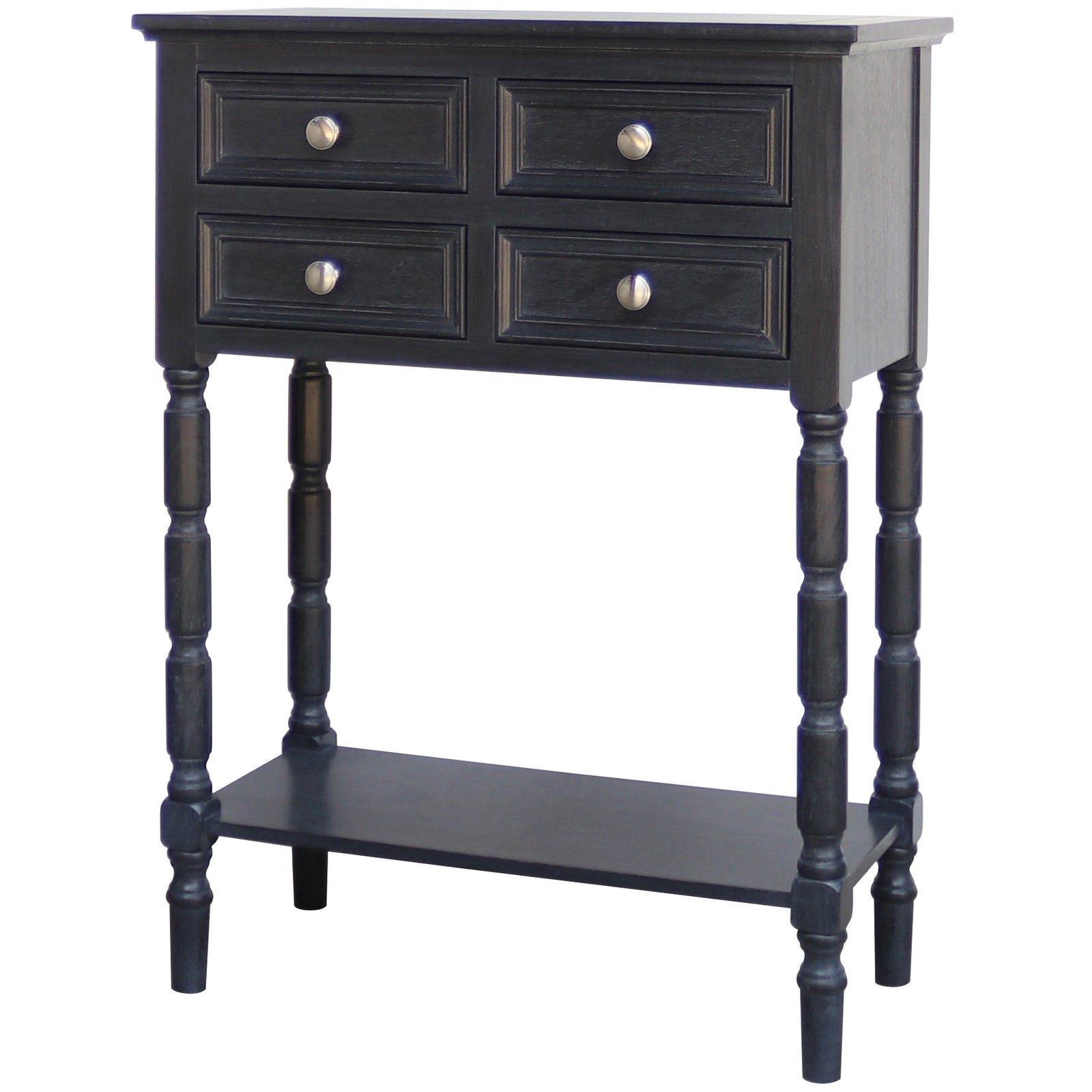 Contour Collection 4 Drawer Side Table – Elegant Storage with Textural Contrast Console