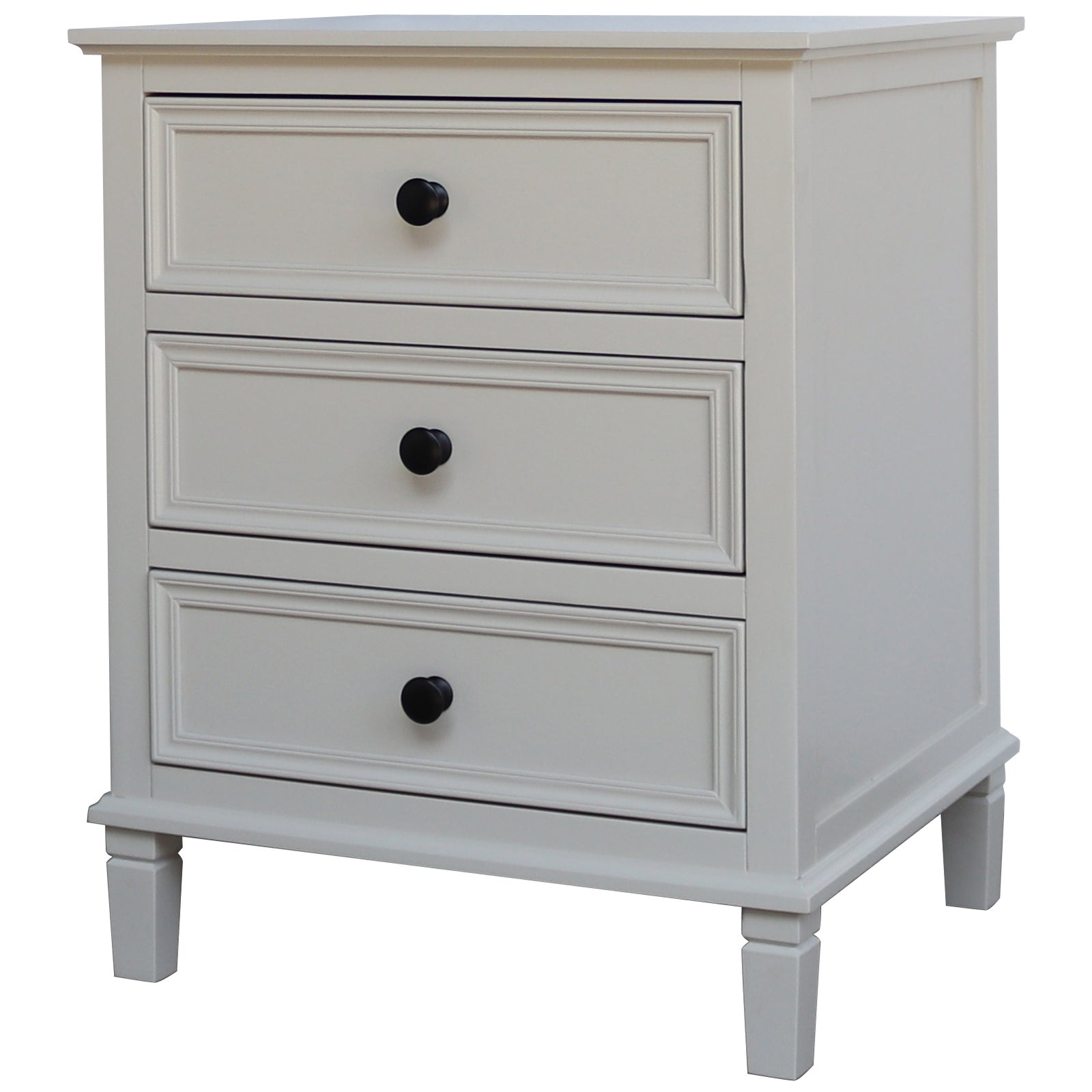Belmont 3 Drawer Bedside Table – Wooden Bedroom Storage