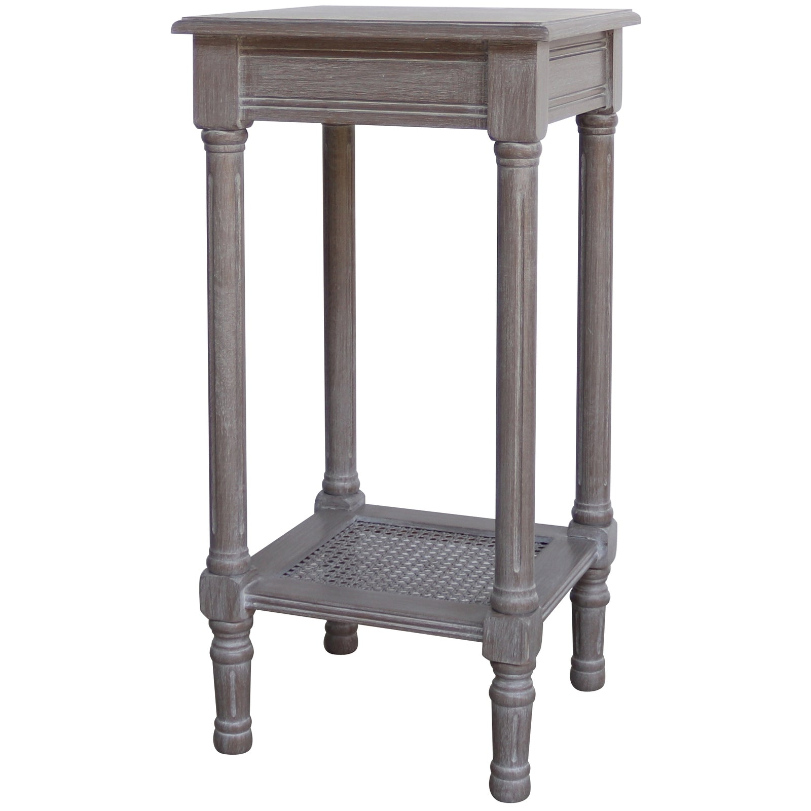 Serene Rattan Collection Small Side Table – Natural Woven Accent Table