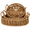 Large Loop Handle Set of 3 Round Trays – Stylish Woven Display & Serving Trays