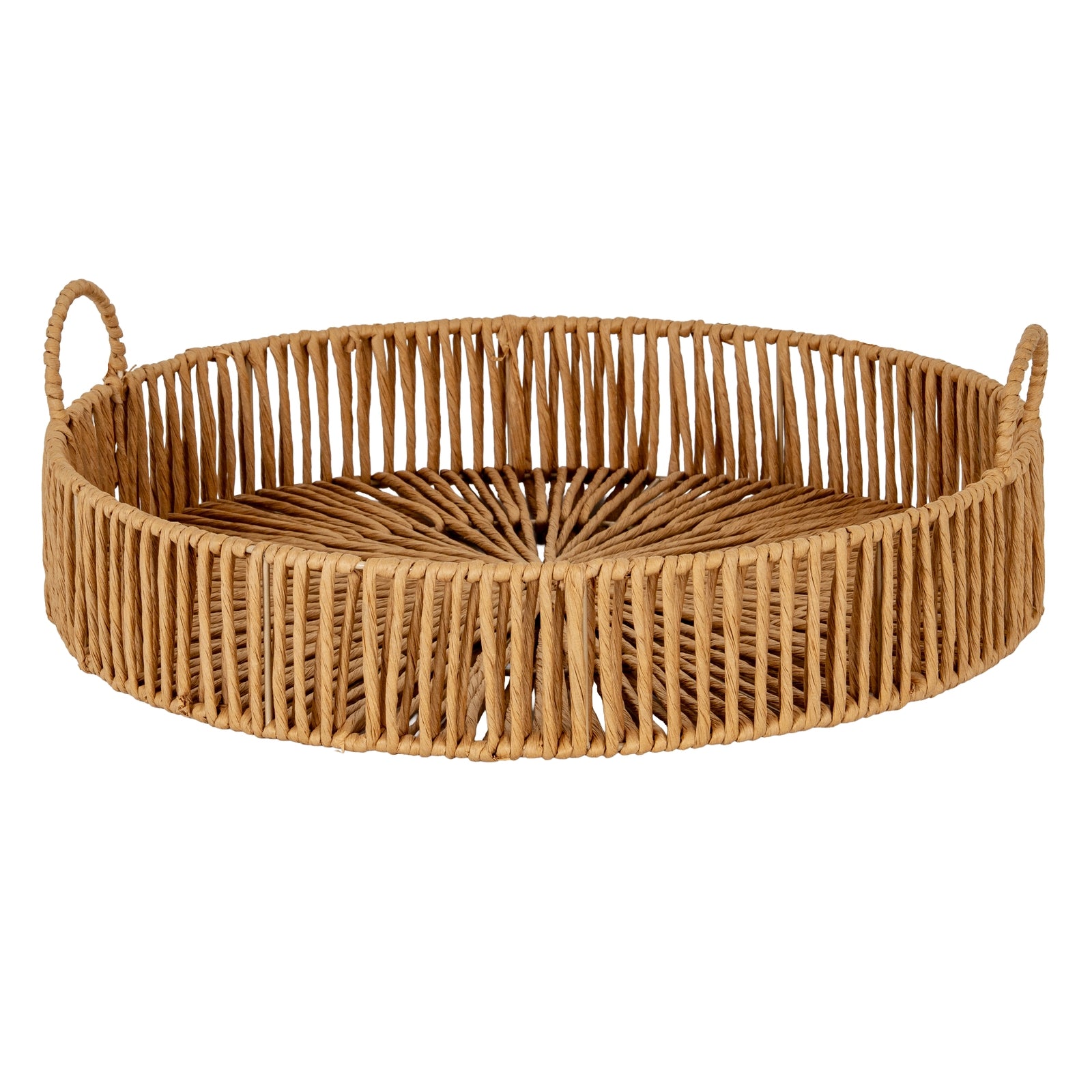 Large Loop Handle Wicker Tray | Natural Woven Decorative & Serving Tray