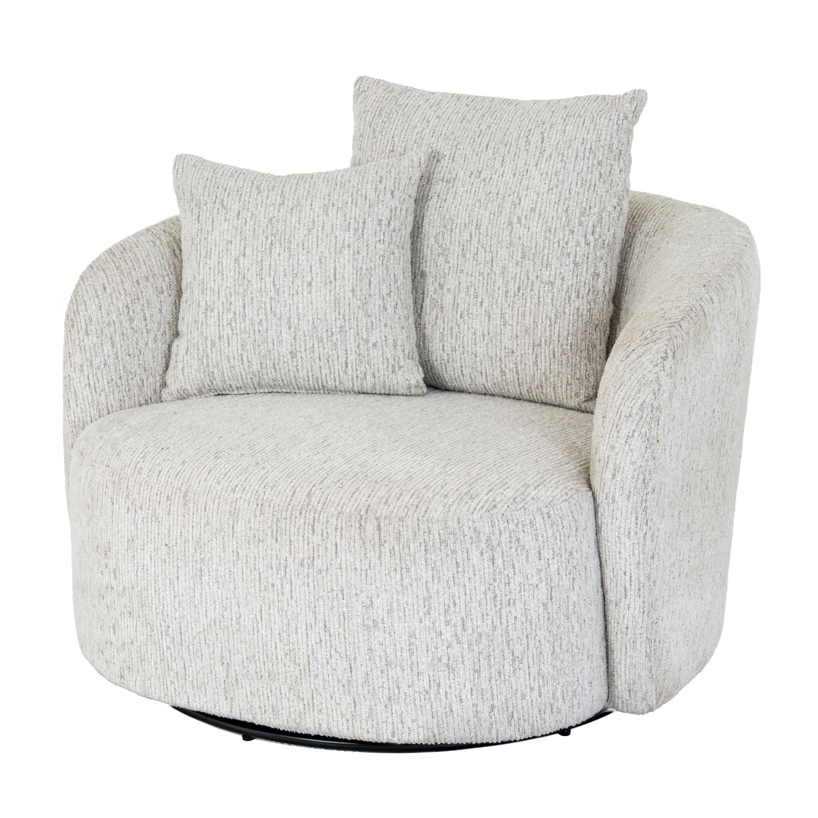 Sorelle Swivel Chair – Curved Upholstered Accent Chair with 360° Base