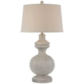 Amorie 71cm Large White Ceramic Look Resin Table Lamp with Neutral Linen Drum Shade