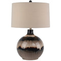 Sepia Shadows Table Lamp With Linen Shade - Glass
