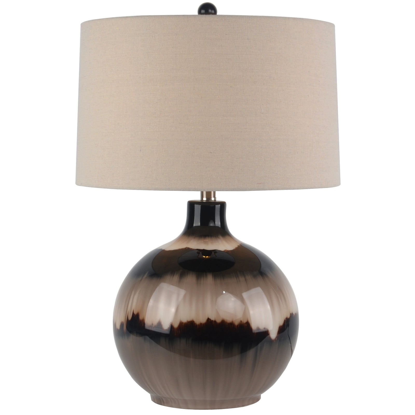 Sepia Shadows Table Lamp With Linen Shade - Glass