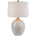 Chevronne Ceramic Table Lamp – Layered Chevron Base with Linen Shade