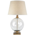 Lunel Glass Orb Table Lamp With Edged Linen Shade