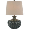 Veyla Ceramic Table Lamp – Contemporary Matte Base with Linen Shade