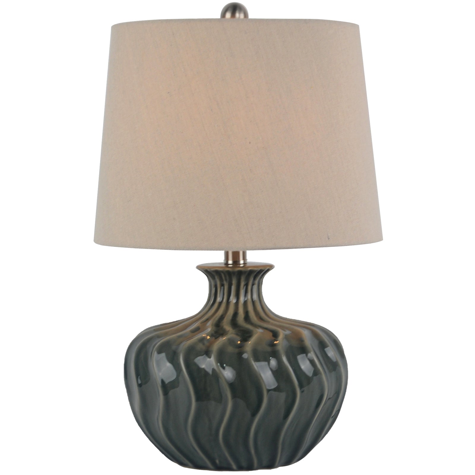 Veyla Ceramic Table Lamp – Contemporary Matte Base with Linen Shade
