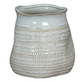 Tava Wide Hewn Vase – Textured Ceramic Vase with Artisan Finish 26cm