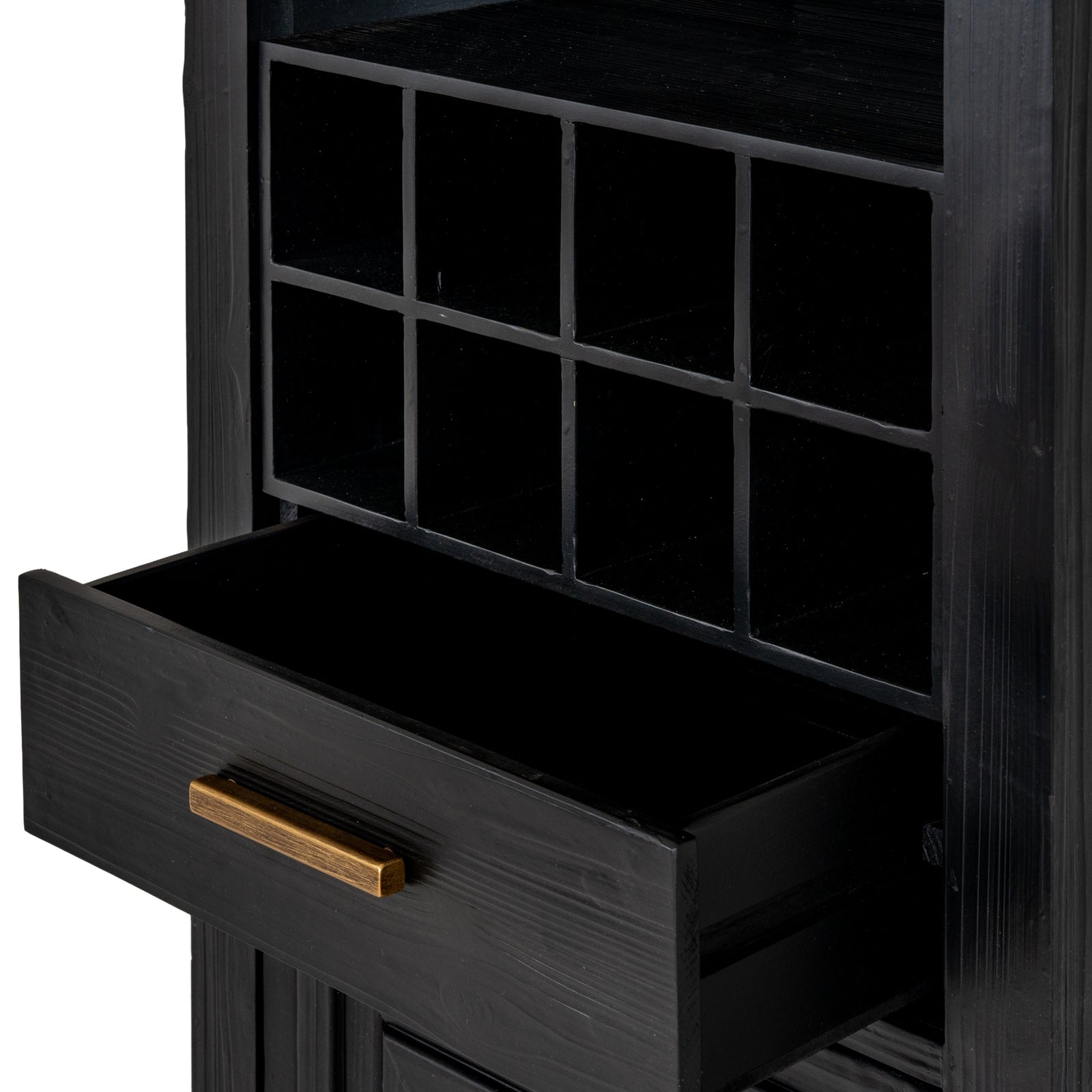 Lennox Black Drinks Unit - Modern Boutique Bar Cabinet with Mirror (183cm)