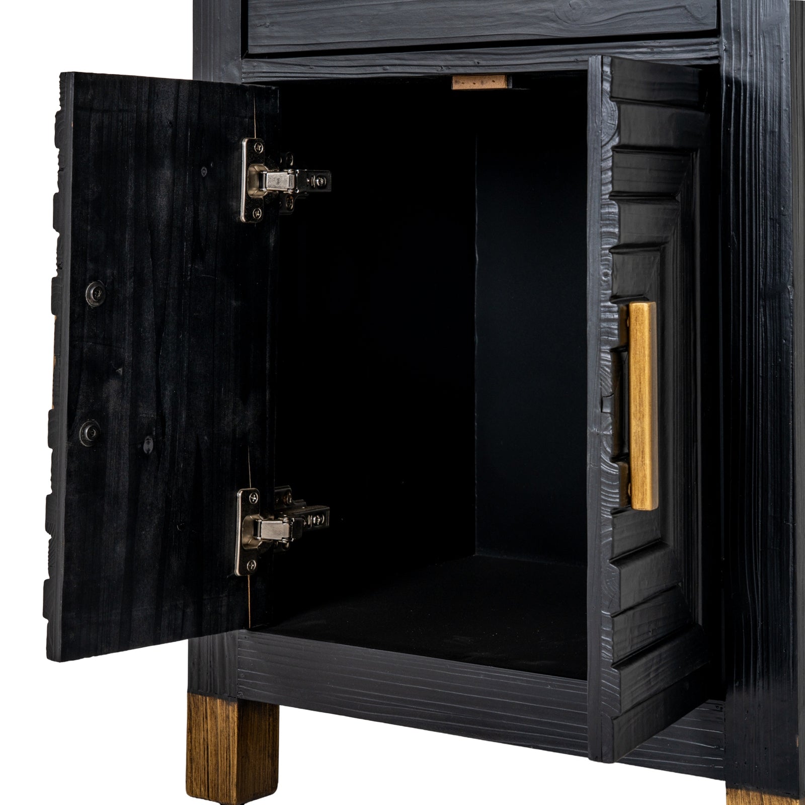 Lennox Black Drinks Unit - Modern Boutique Bar Cabinet with Mirror (183cm)