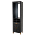 Lennox Black Drinks Unit - Modern Boutique Bar Cabinet with Mirror (183cm)