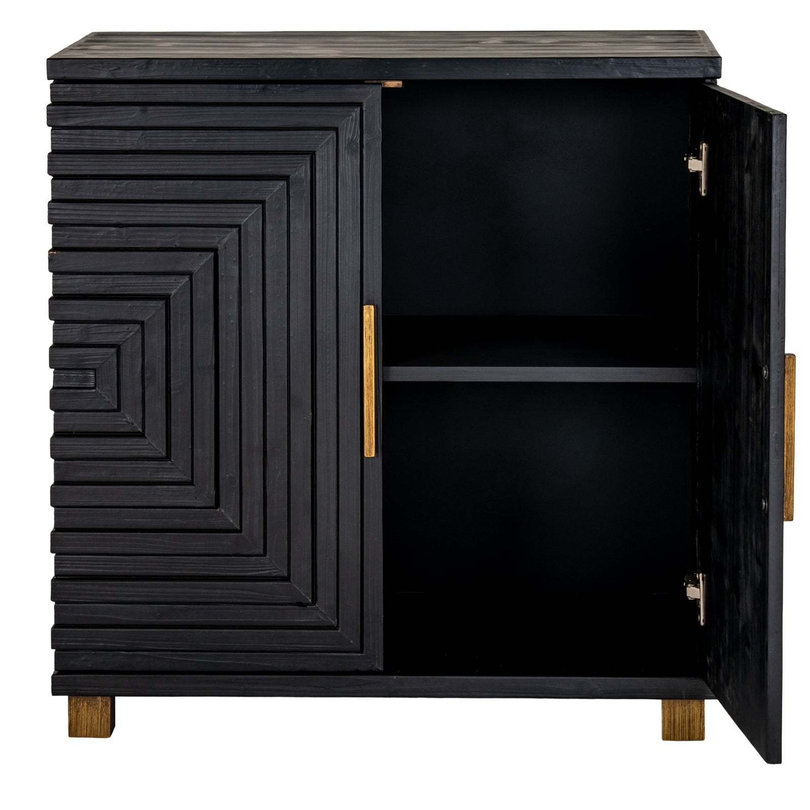 Lennox Black 2 Door Side Cupboard - Compact Modern Storage