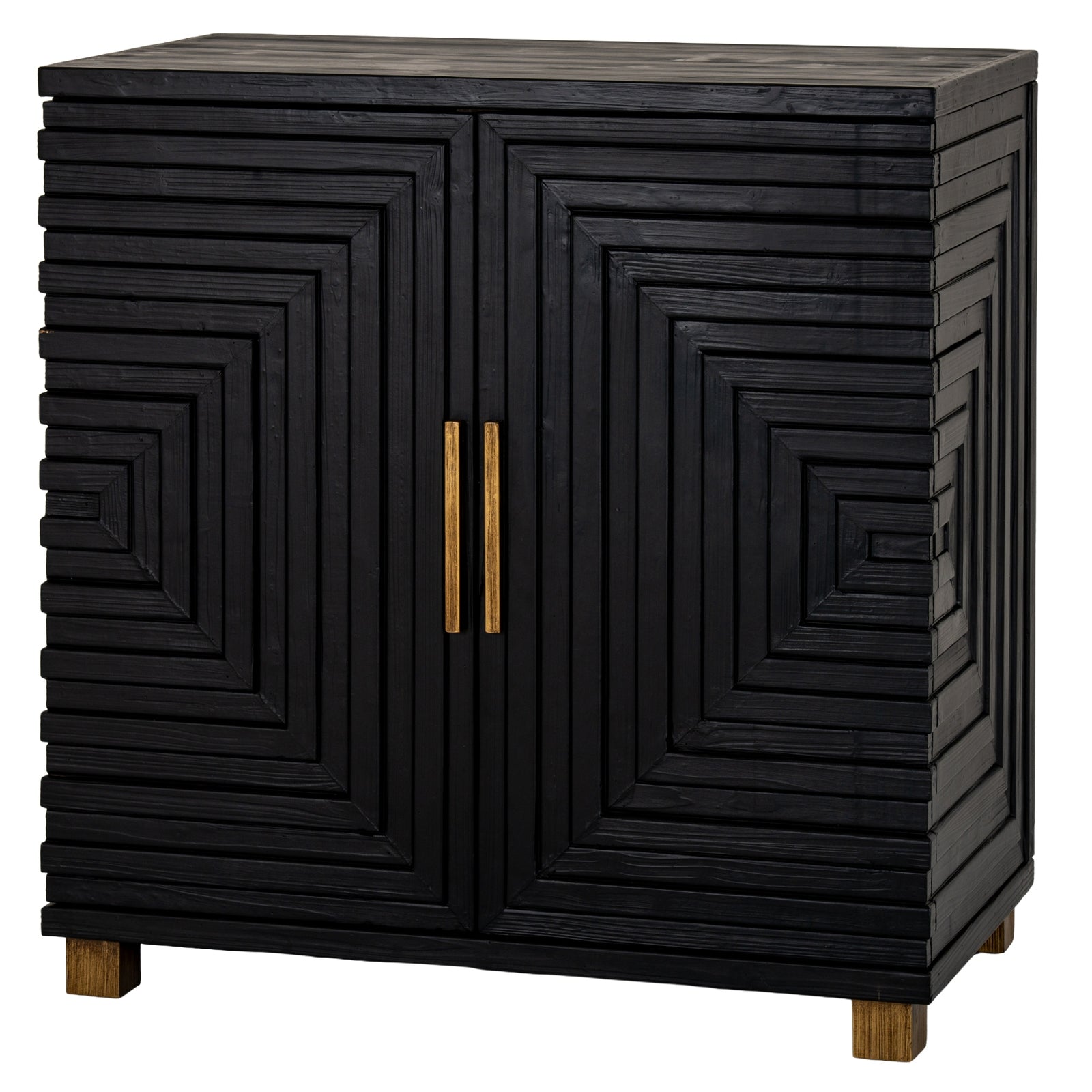 Lennox Black 2 Door Side Cupboard - Compact Modern Storage