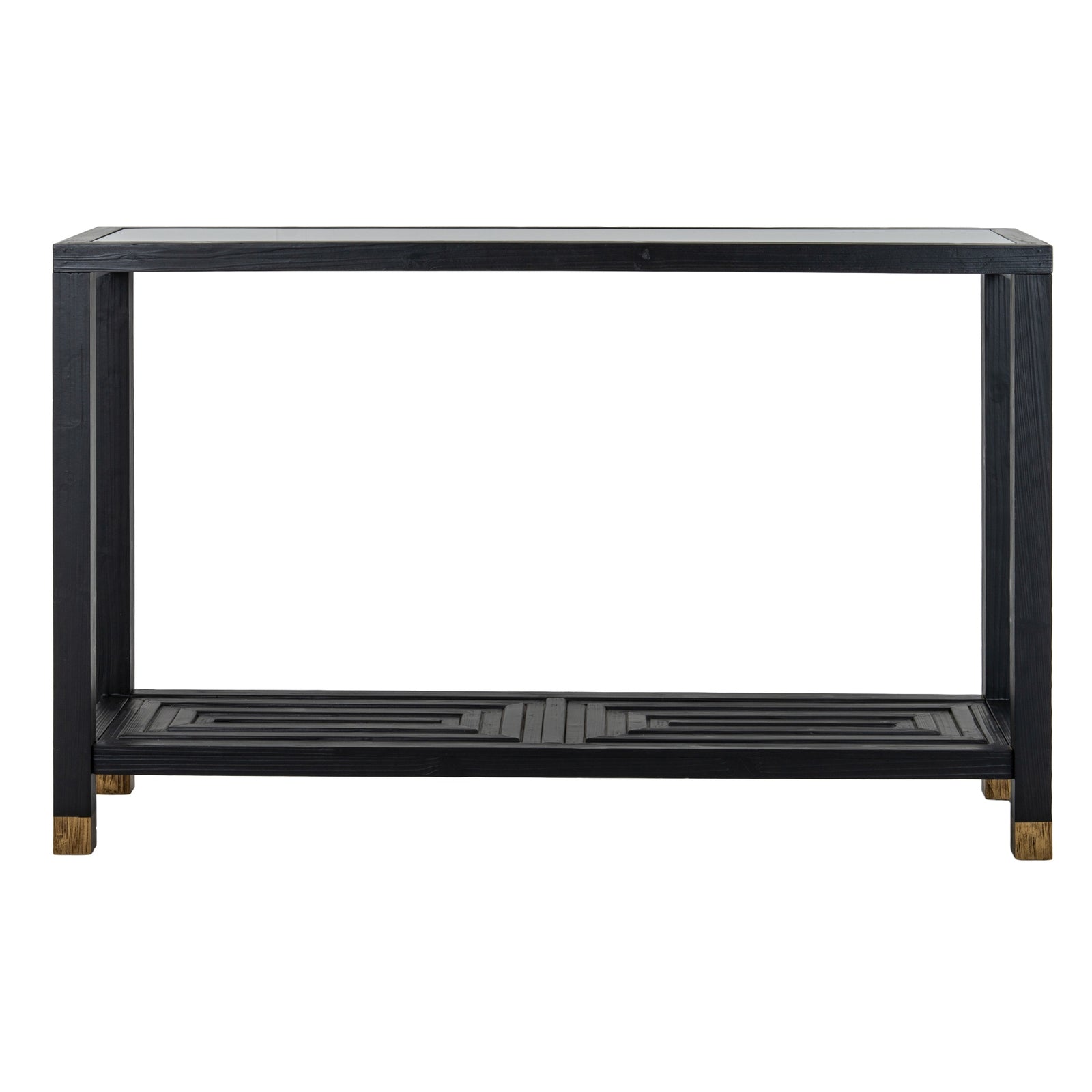 Lennox Black Industrial Console Table - Mirrored Glass & Metal 132cm