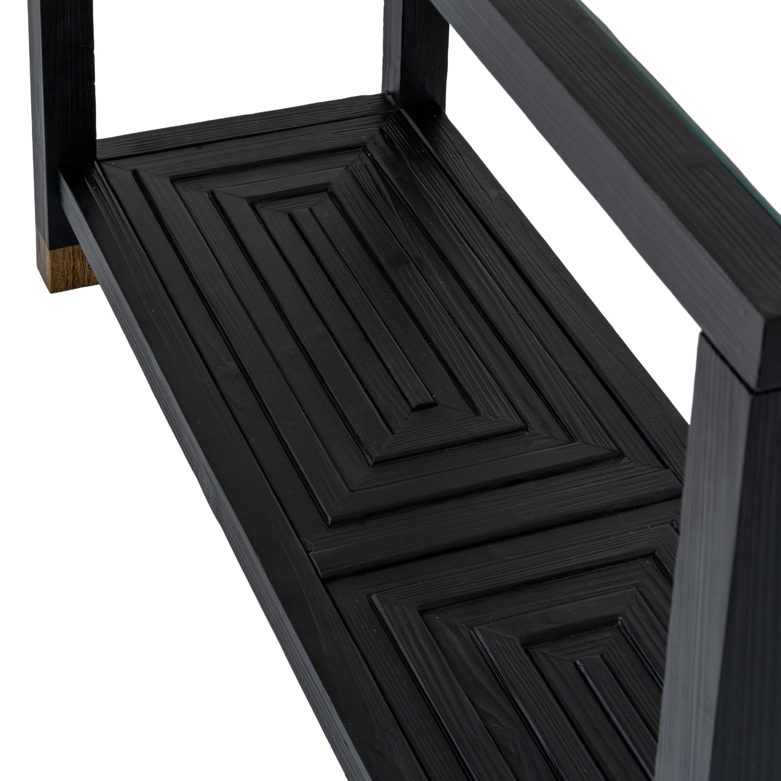 Lennox Black Industrial Console Table - Mirrored Glass & Metal 132cm