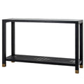 Lennox Black Industrial Console Table - Mirrored Glass & Metal 132cm