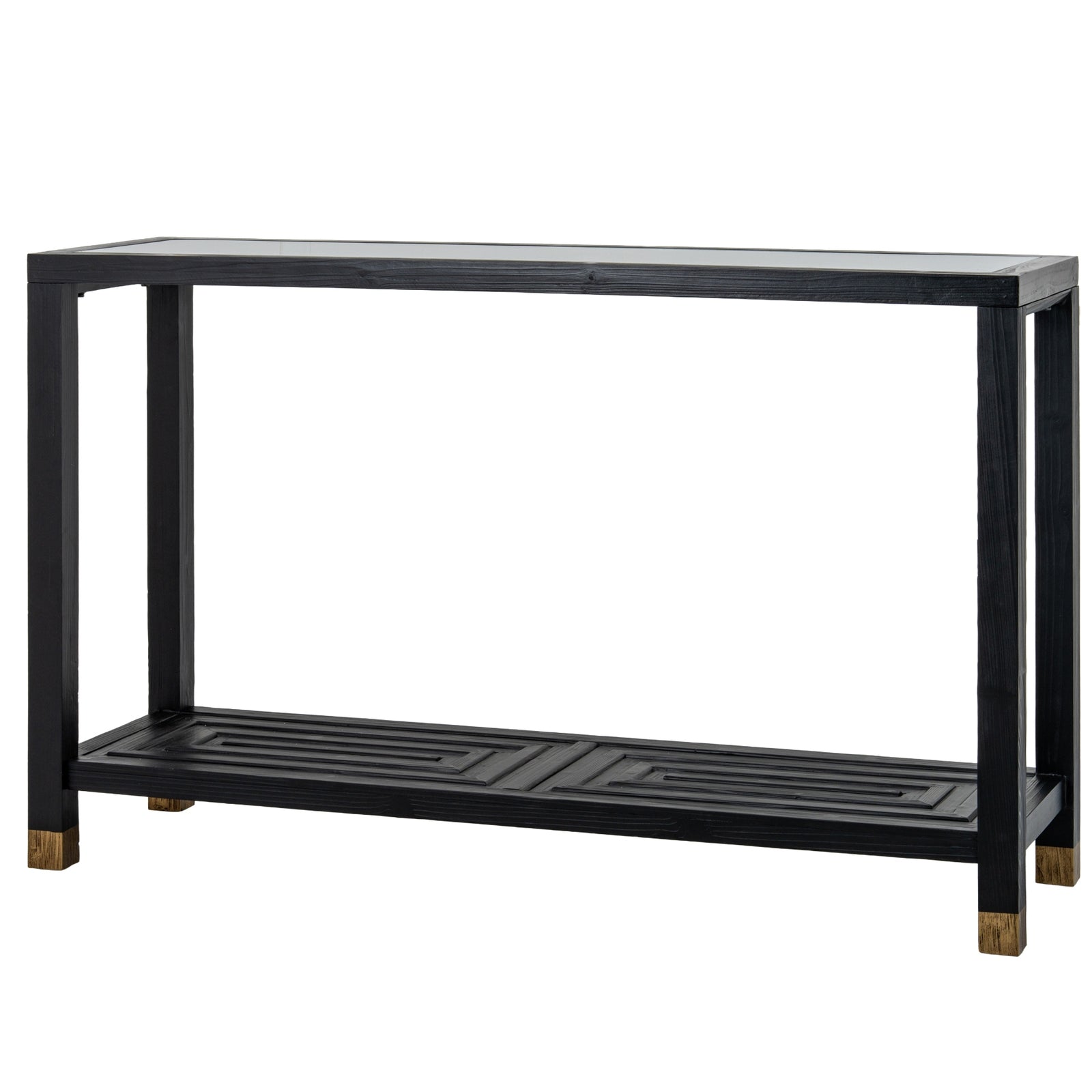 Lennox Black Industrial Console Table - Mirrored Glass & Metal 132cm