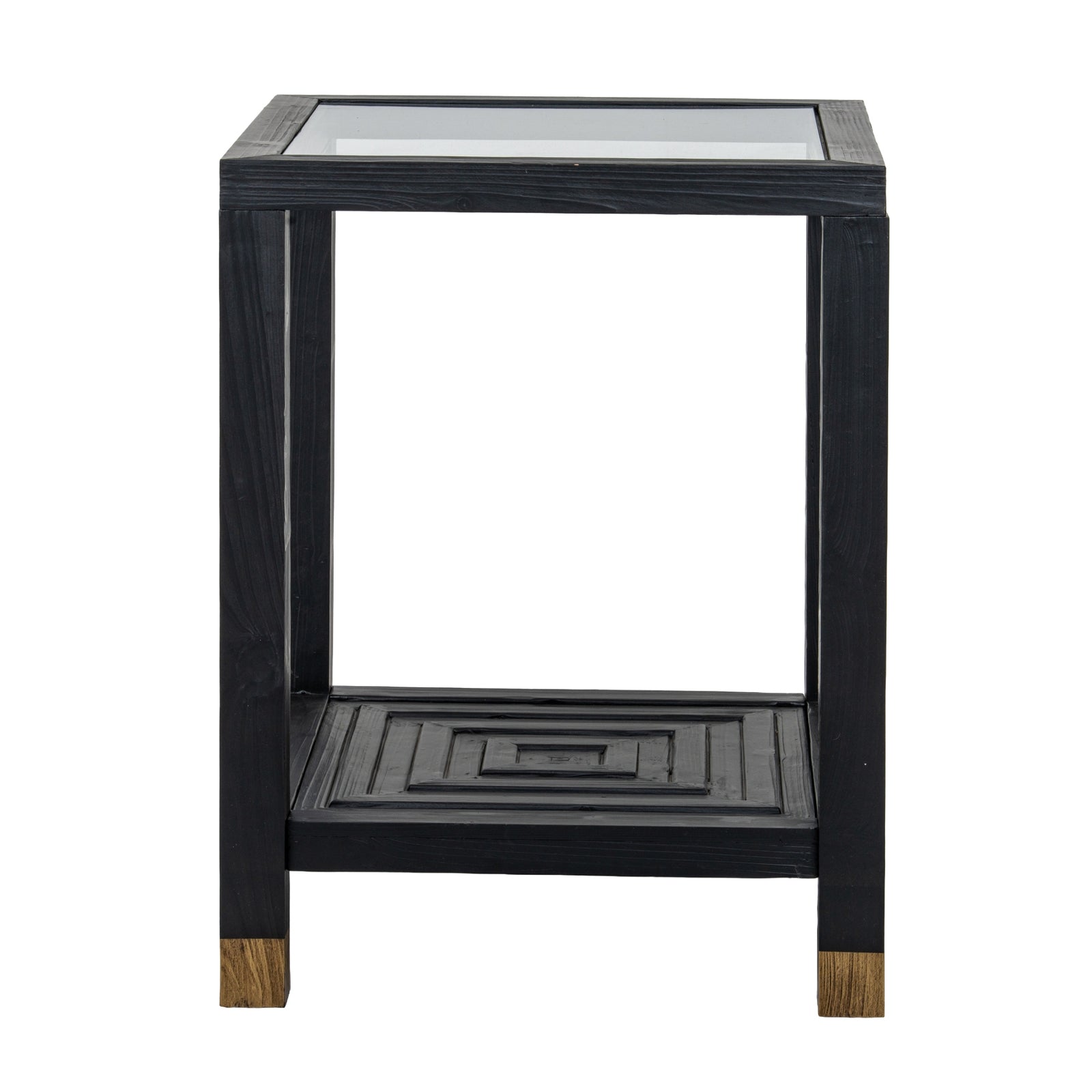Lennox Black Side Table - 50cm Modern Glass & Metal End Table