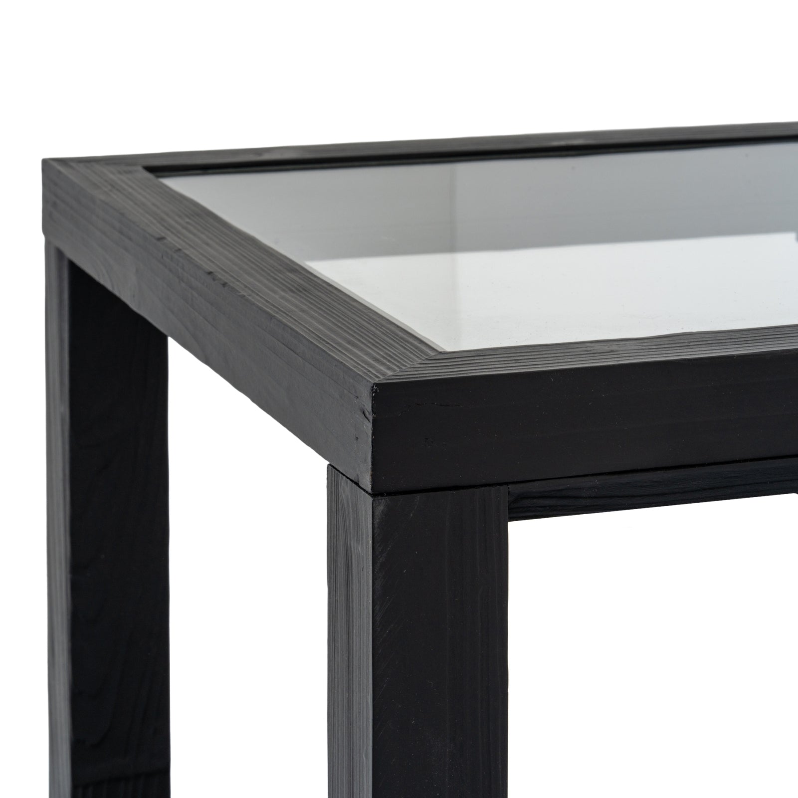 Lennox Black Side Table - 50cm Modern Glass & Metal End Table