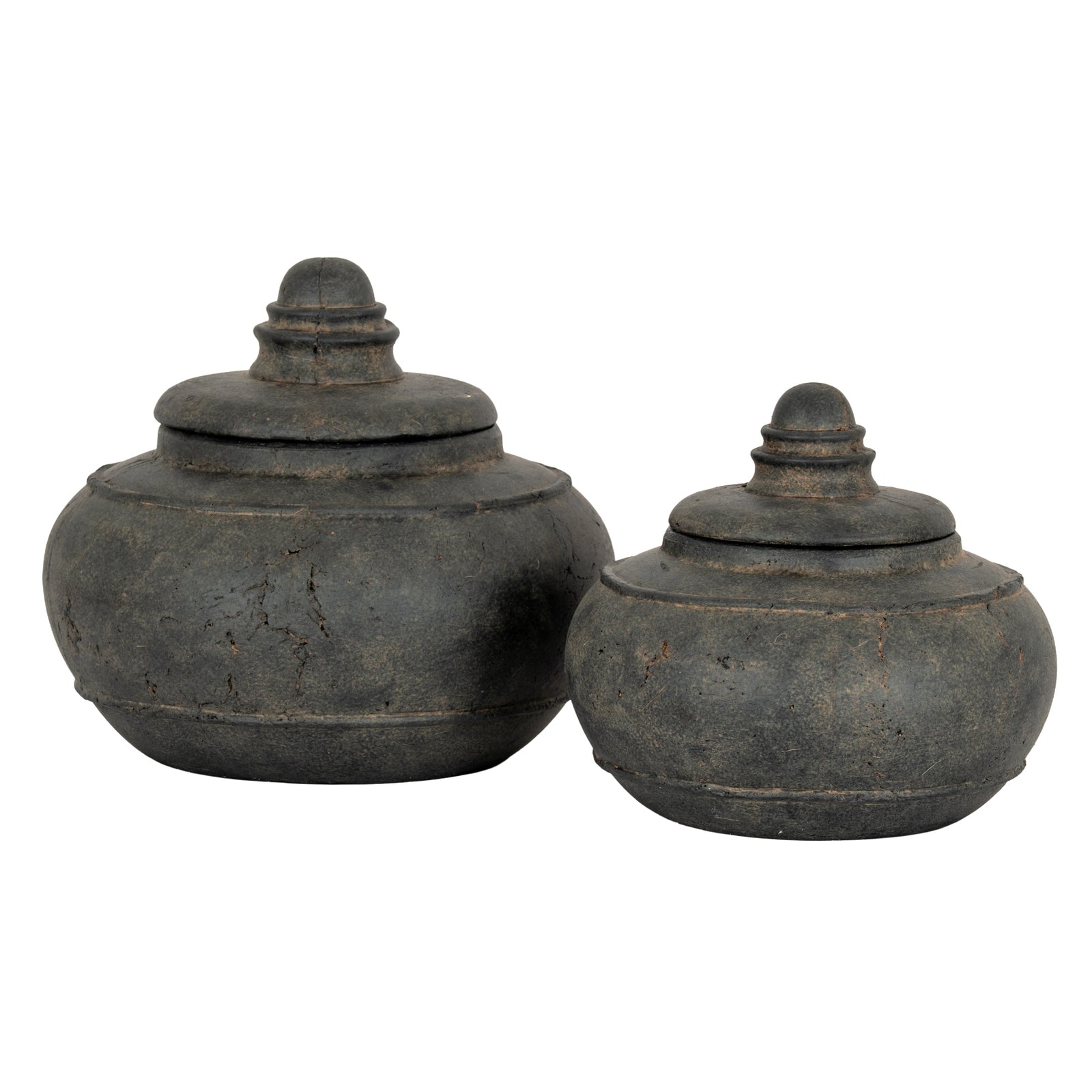 Dusk Large Pot With Lid - 25cm Minimalist Textured Storage Jar