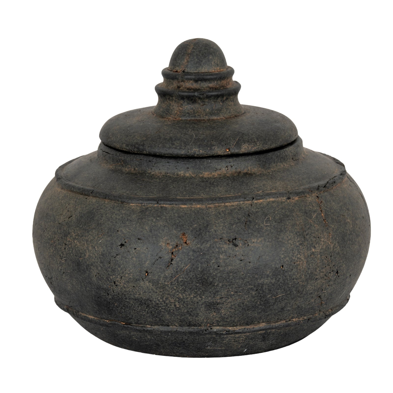 Dusk Large Pot With Lid - 25cm Minimalist Textured Storage Jar