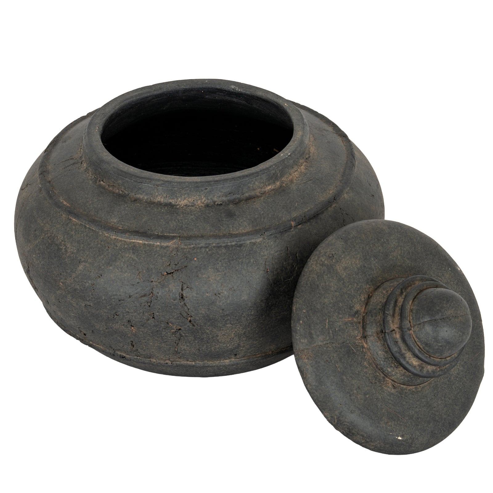 Dusk Medium Pot With Lid - 20cm Minimalist Textured Storage Jar
