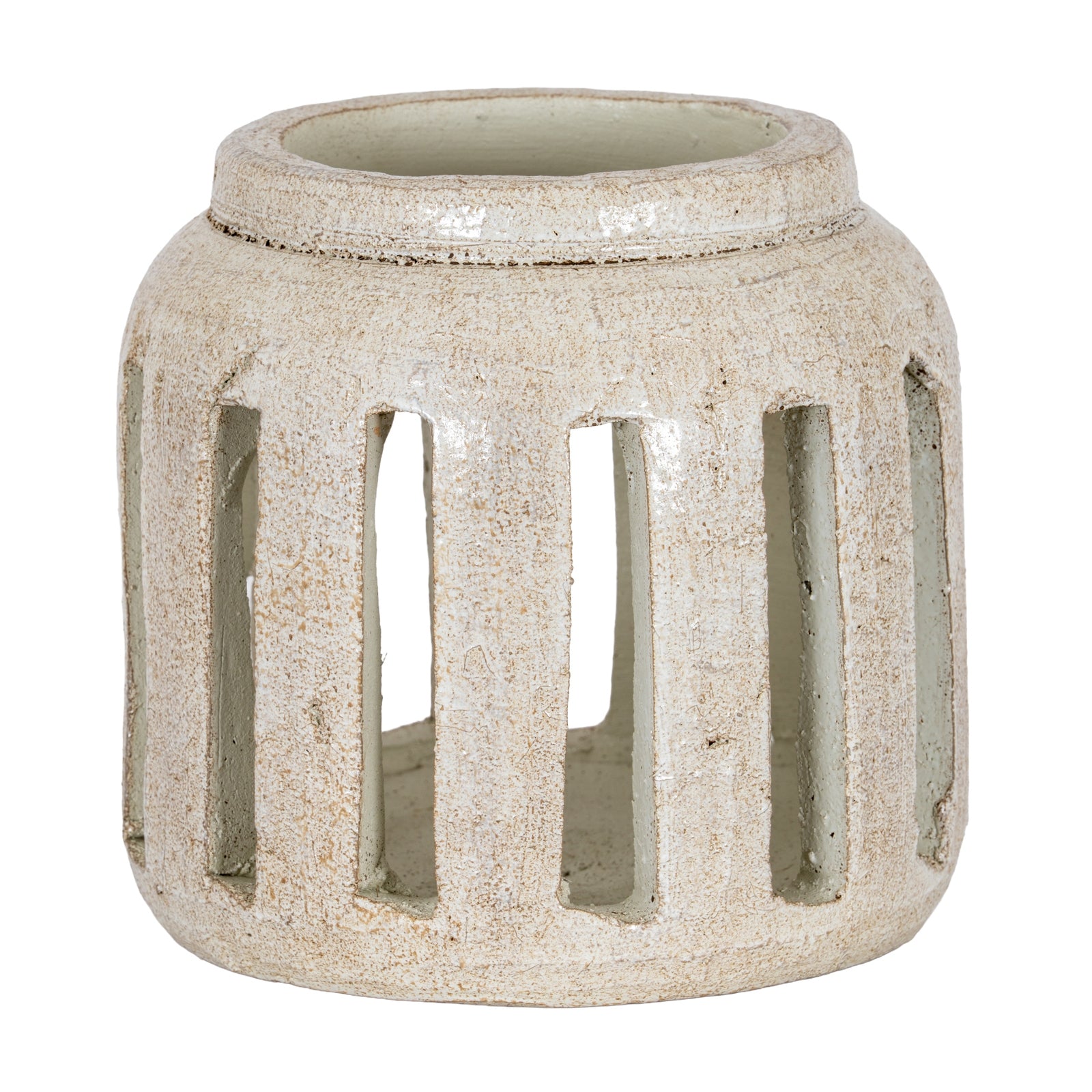 Tarn Collection Large Ceramic Candle Holder | Rustic Industrial Pillar Centerpiece