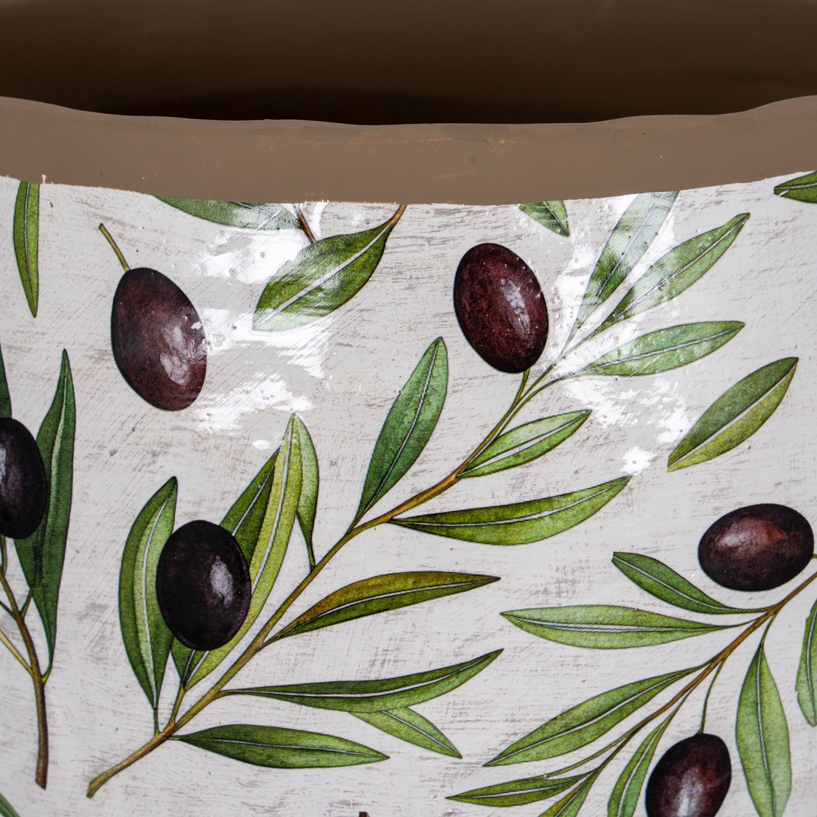 Verdal Olive Large Ceramic Planter – White, 24cm