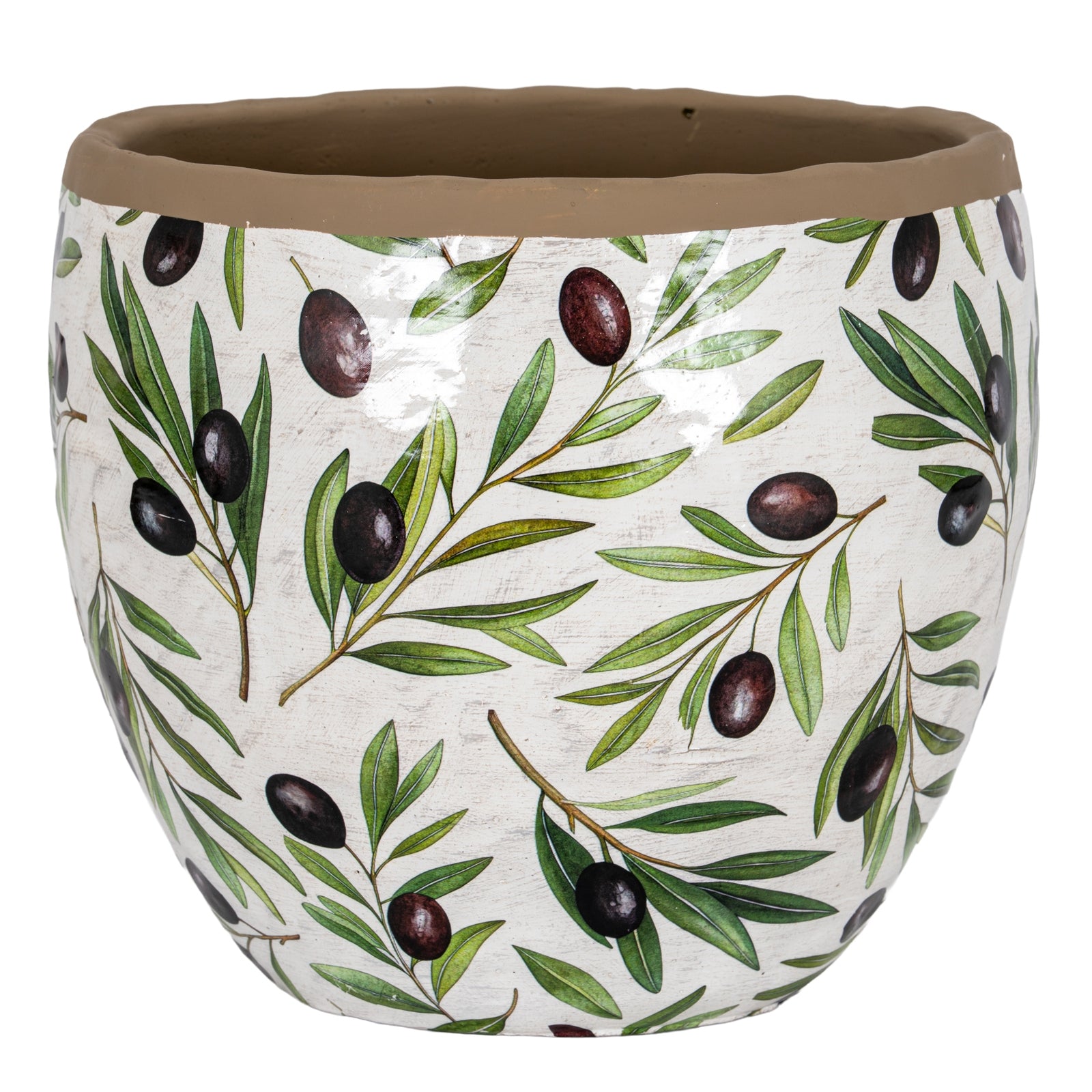 Verdal Olive Large Ceramic Planter – White, 24cm