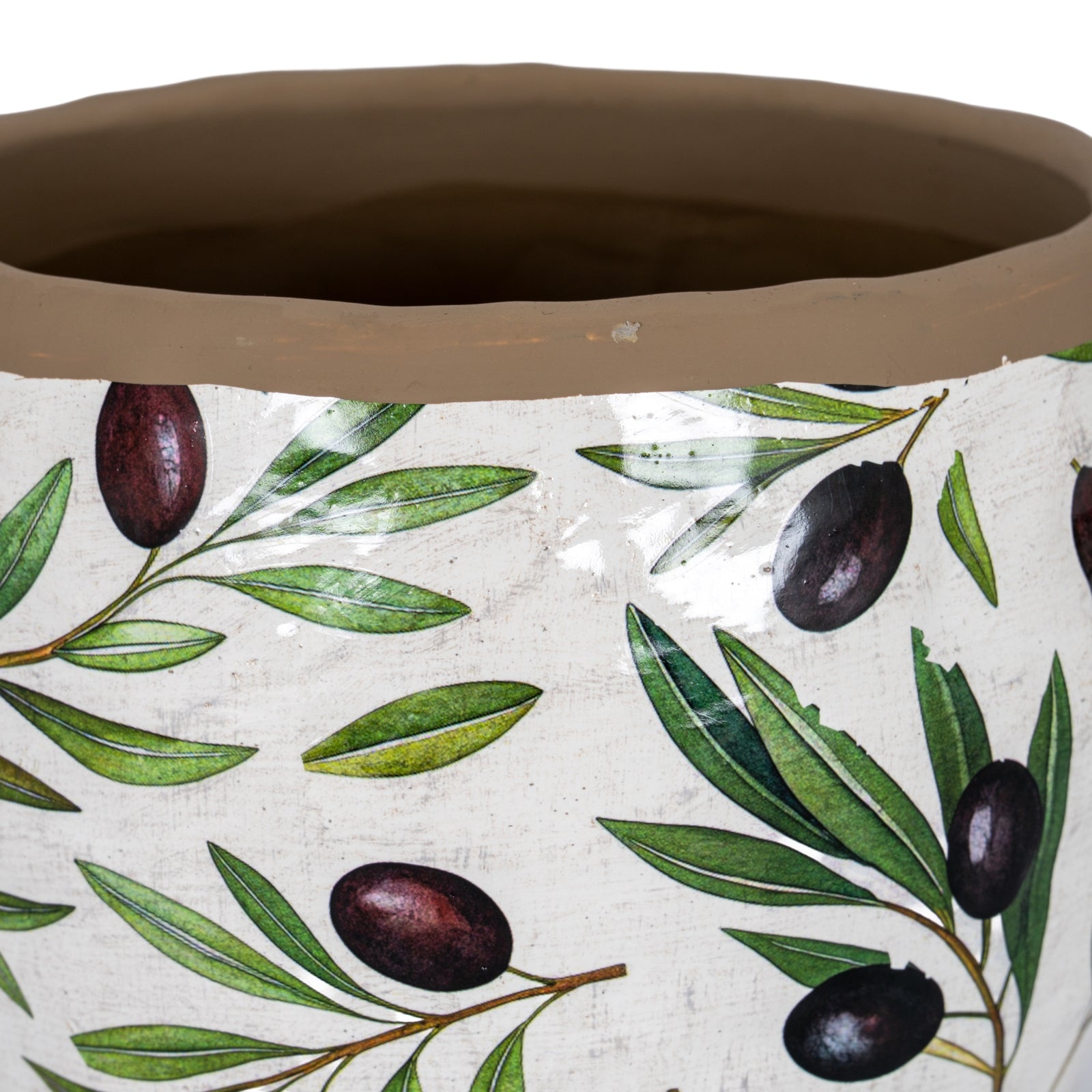 Verdal Olive Medium Ceramic Planter – White, 18cm