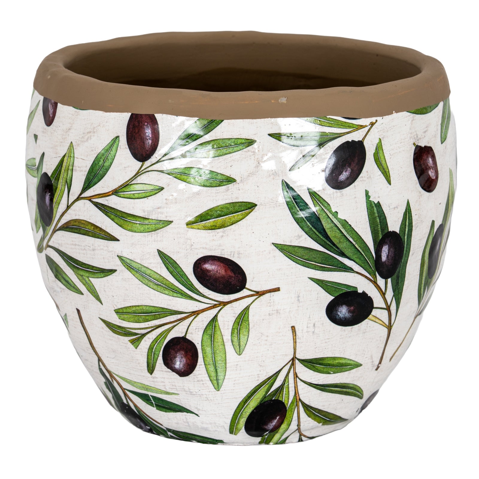 Verdal Olive Medium Ceramic Planter – White, 18cm