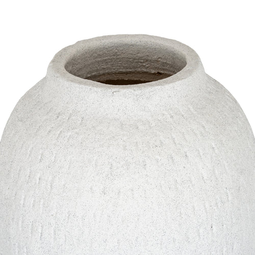 Ashen Large Tall White Ceramic Vase - 35cm Textured Matte Floor Vase