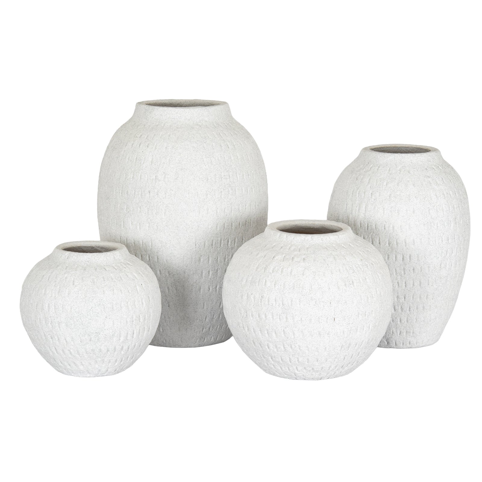 Ashen Large Tall White Ceramic Vase - 35cm Textured Matte Floor Vase