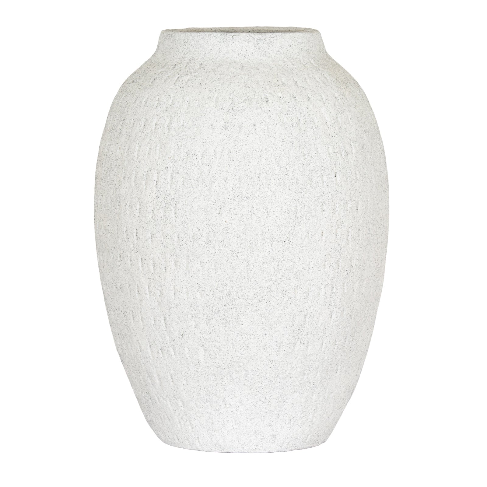 Ashen Large Tall White Ceramic Vase - 35cm Textured Matte Floor Vase