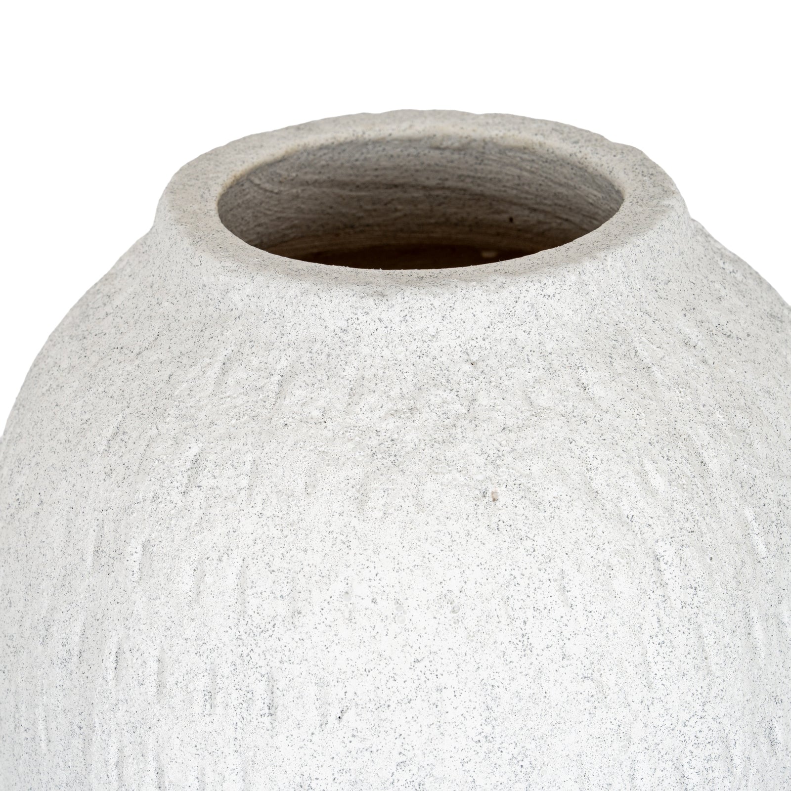 Ashen Medium White Ceramic Vase - 27cm Textured Matte Decorative Vase