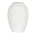 Ashen Medium White Ceramic Vase - 27cm Textured Matte Decorative Vase