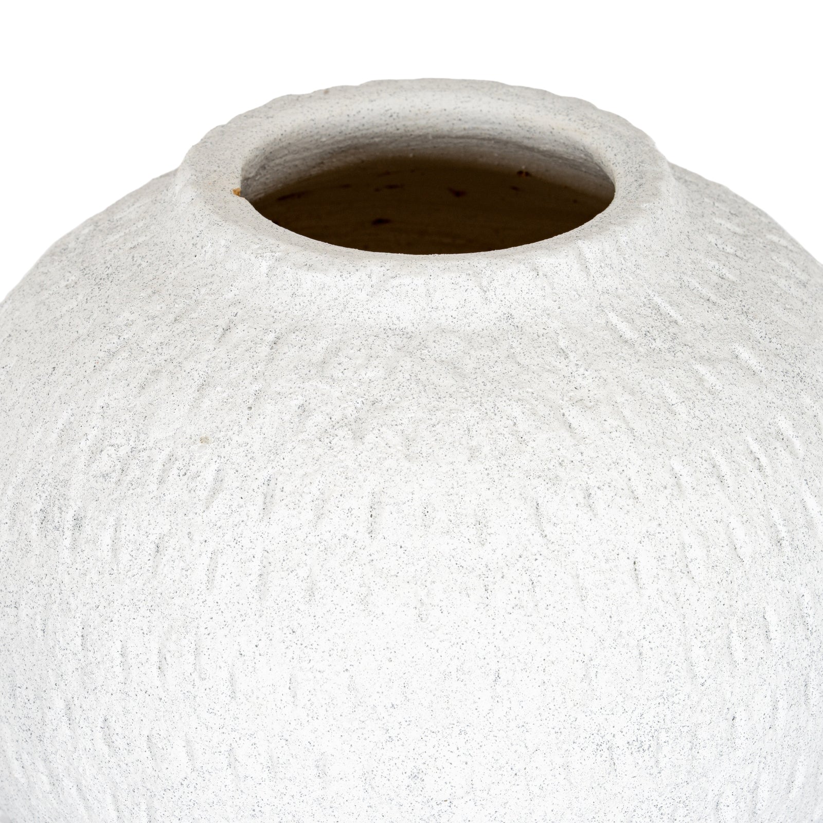 Ashen Large Round White Ceramic Vase - 23cm Textured Matte Sculptural Vase