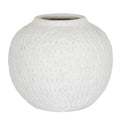 Ashen Large Round White Ceramic Vase - 23cm Textured Matte Sculptural Vase