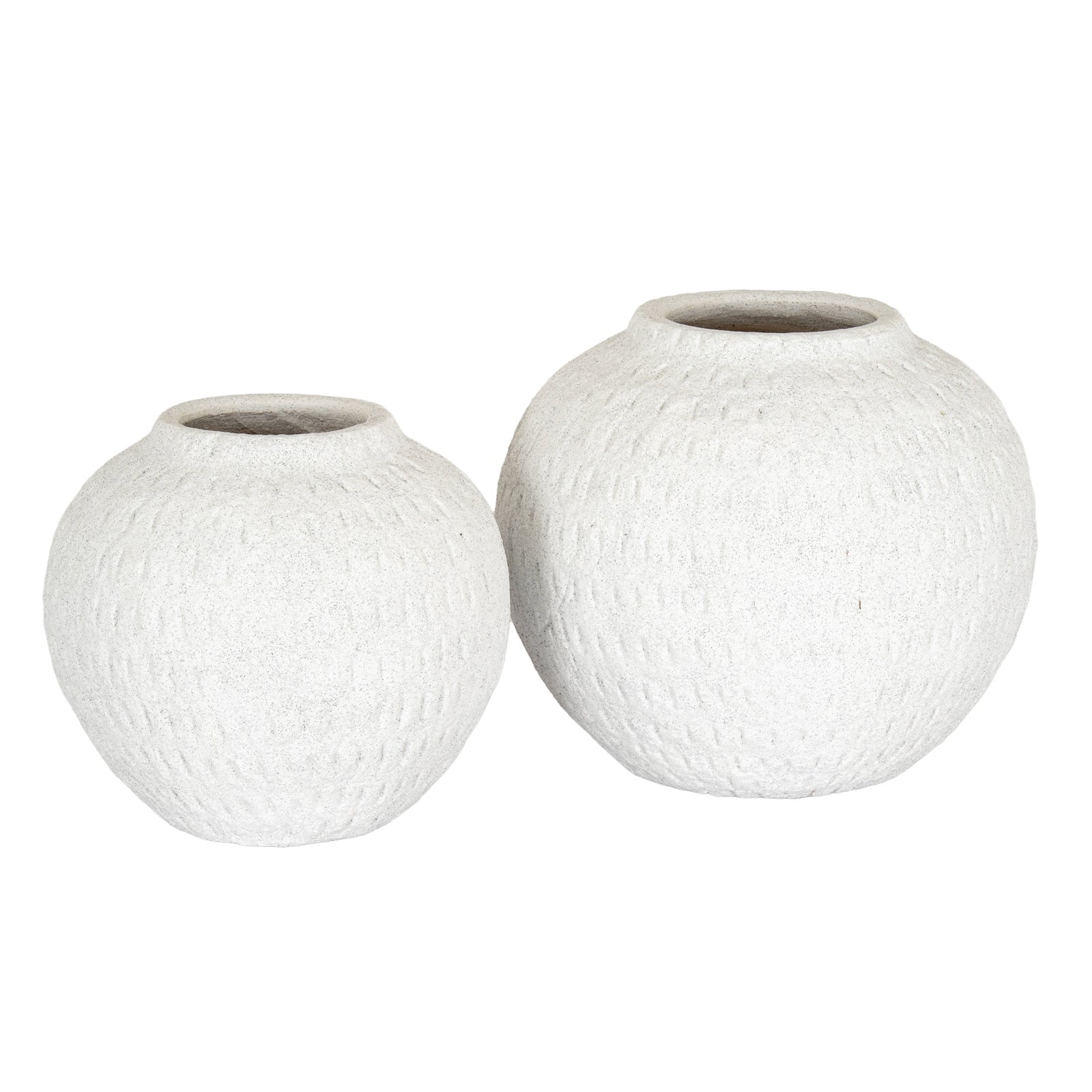 Ashen Medium Round White Ceramic Vase - 19cm Textured Matte