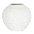 Ashen Medium Round White Ceramic Vase - 19cm Textured Matte