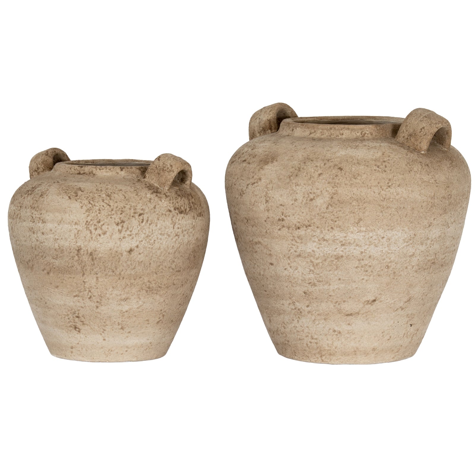 Terra Large Ceramic Urn Vase with Handles – Brown, 35cm