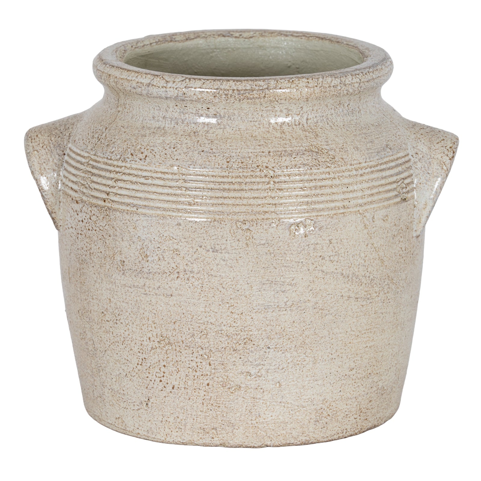 Tarn Collection Large Ceramic Pot with Handles – White, 26cm