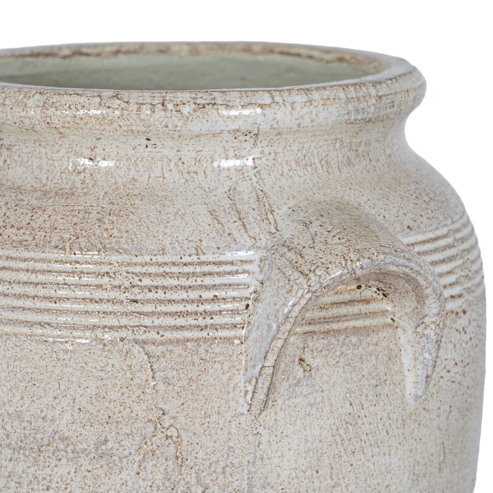 Tarn Collection Large Ceramic Pot with Handles – White, 26cm